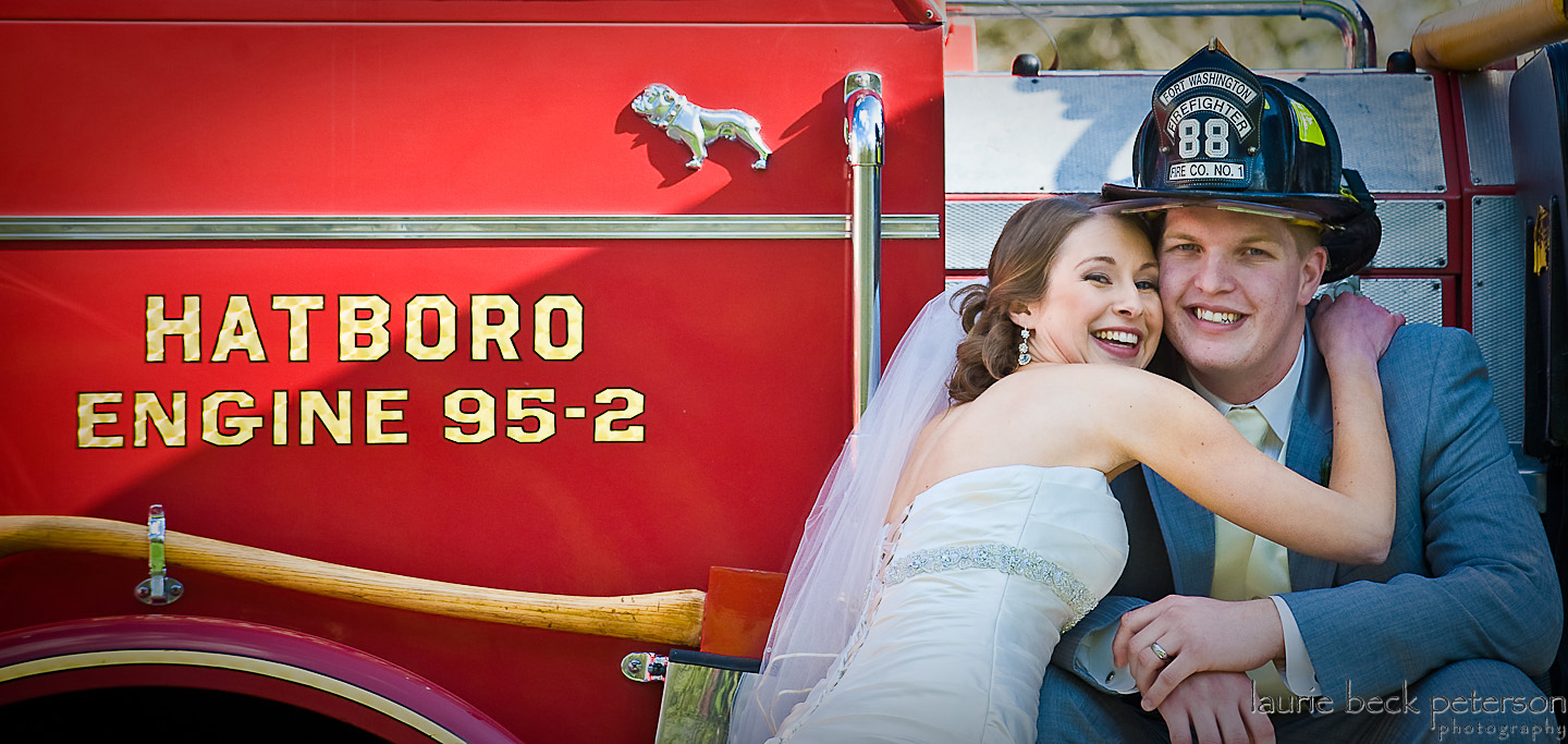 Laurie Beck Peterson, BECK Photography, wedding with a fire truck